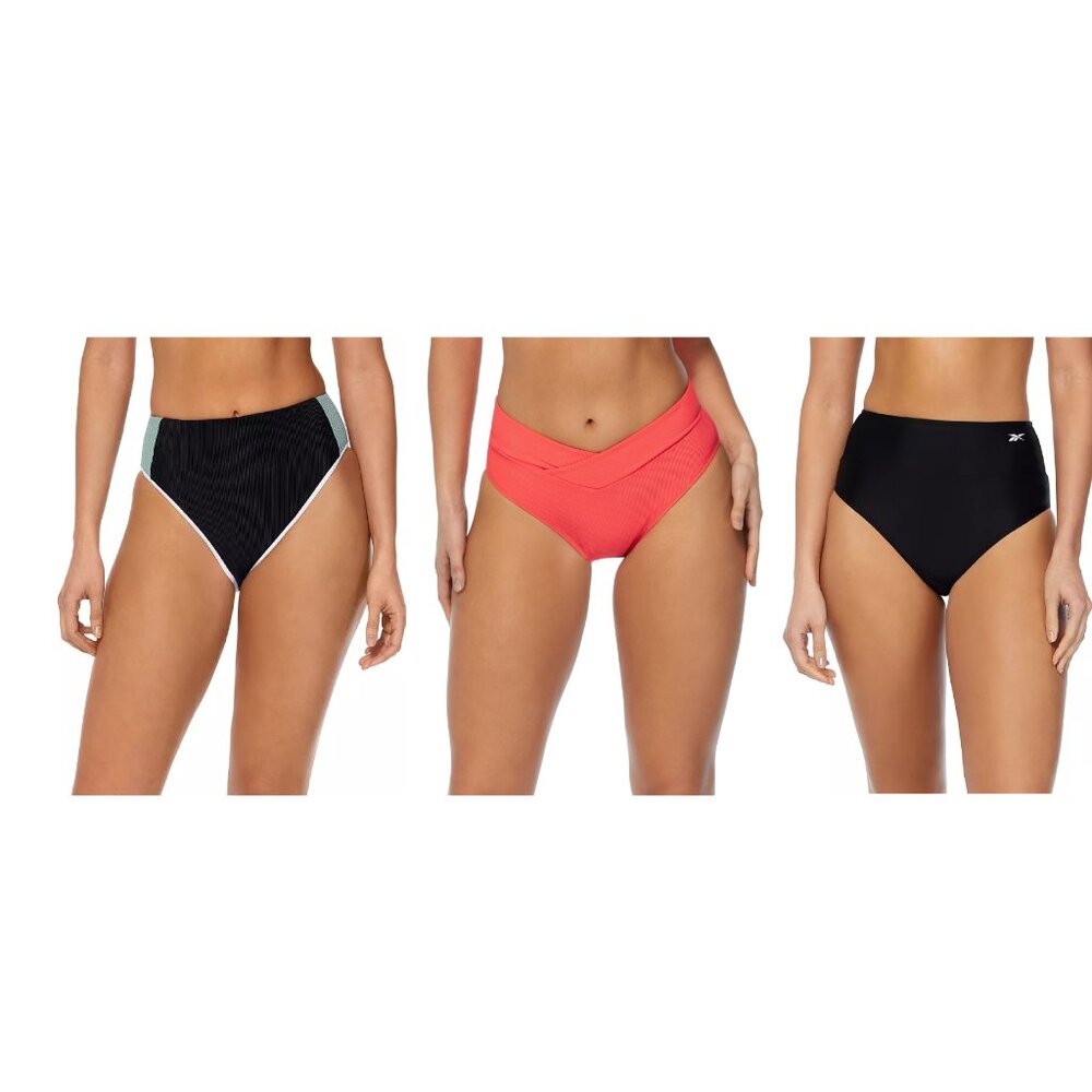 NWT Reebok Women's High Waist Bikini Bottoms Multicolor Sizes XL $40 12HL457